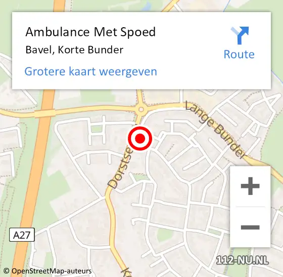 Locatie op kaart van de 112 melding: Ambulance Met Spoed Naar Bavel, Korte Bunder op 23 februari 2018 01:14