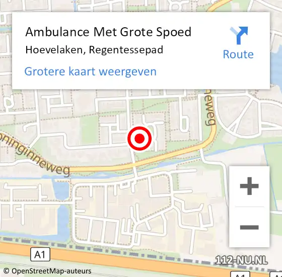 Locatie op kaart van de 112 melding: Ambulance Met Grote Spoed Naar Hoevelaken, Regentessepad op 23 februari 2018 02:04