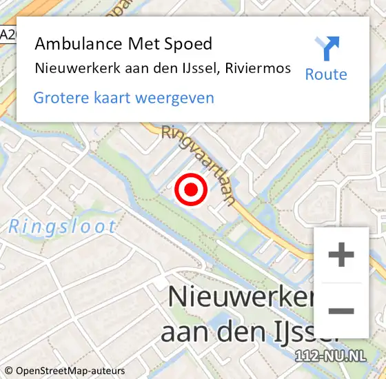 Locatie op kaart van de 112 melding: Ambulance Met Spoed Naar Nieuwerkerk aan den IJssel, Riviermos op 23 februari 2018 02:34