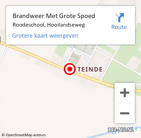 Locatie op kaart van de 112 melding: Brandweer Met Grote Spoed Naar Roodeschool, Hooilandseweg op 23 februari 2018 02:41