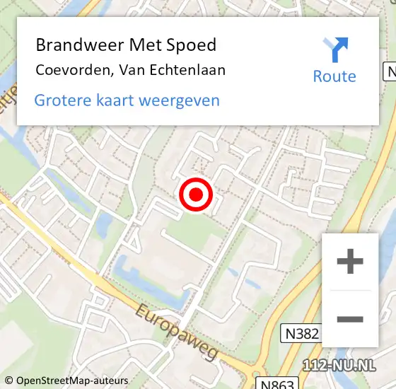 Locatie op kaart van de 112 melding: Brandweer Met Spoed Naar Coevorden, Van Echtenlaan op 23 februari 2018 04:15