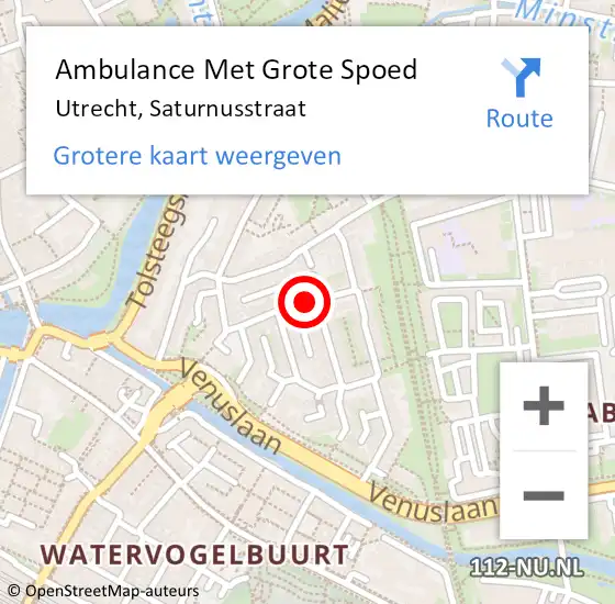 Locatie op kaart van de 112 melding: Ambulance Met Grote Spoed Naar Utrecht, Saturnusstraat op 23 februari 2018 05:02