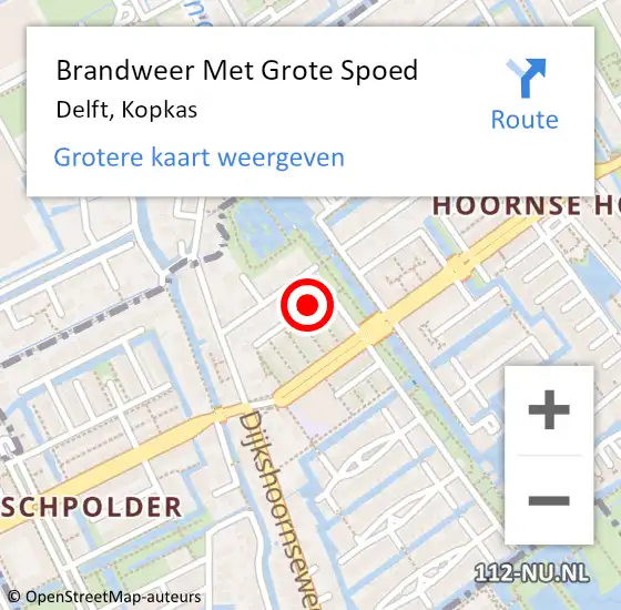 Locatie op kaart van de 112 melding: Brandweer Met Grote Spoed Naar Delft, Kopkas op 23 februari 2018 05:25