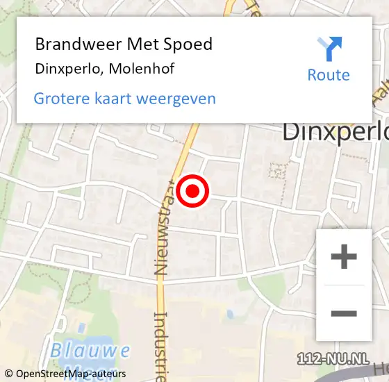 Locatie op kaart van de 112 melding: Brandweer Met Spoed Naar Dinxperlo, Molenhof op 23 februari 2018 05:40