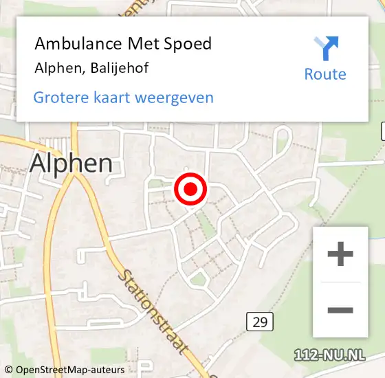 Locatie op kaart van de 112 melding: Ambulance Met Spoed Naar Alphen, Balijehof op 23 februari 2018 06:40