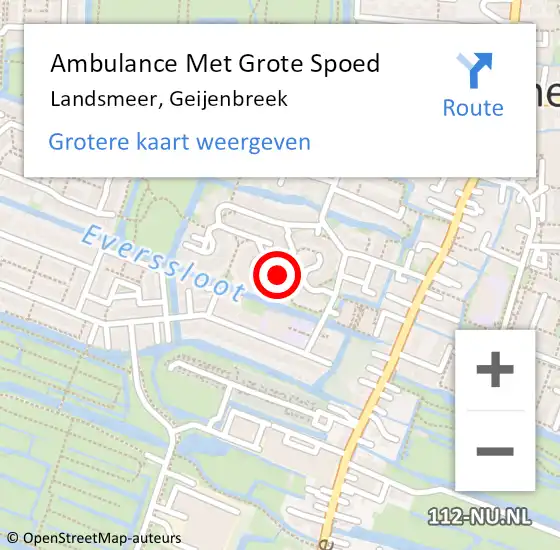 Locatie op kaart van de 112 melding: Ambulance Met Grote Spoed Naar Landsmeer, Geijenbreek op 23 februari 2018 07:19
