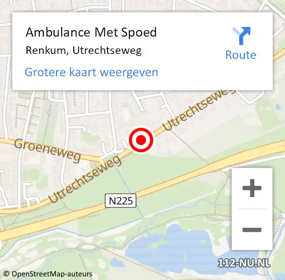 Locatie op kaart van de 112 melding: Ambulance Met Spoed Naar Renkum, Utrechtseweg op 23 februari 2018 07:25