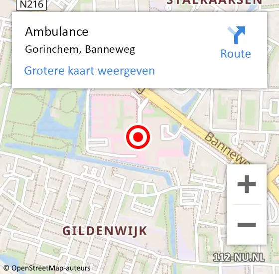 Locatie op kaart van de 112 melding: Ambulance Gorinchem, Banneweg op 23 februari 2018 07:26