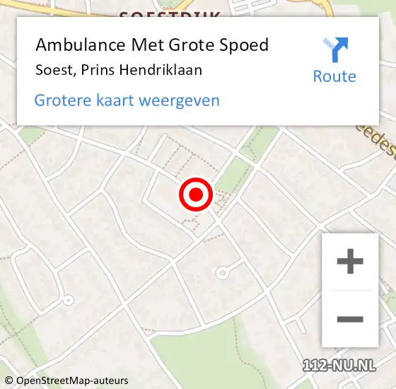 Locatie op kaart van de 112 melding: Ambulance Met Grote Spoed Naar Soest, Prins Hendriklaan op 23 februari 2018 07:26