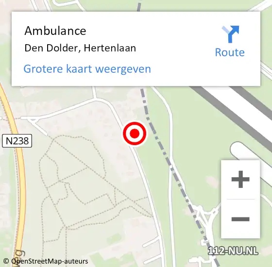 Locatie op kaart van de 112 melding: Ambulance Den Dolder, Hertenlaan op 23 februari 2018 07:35
