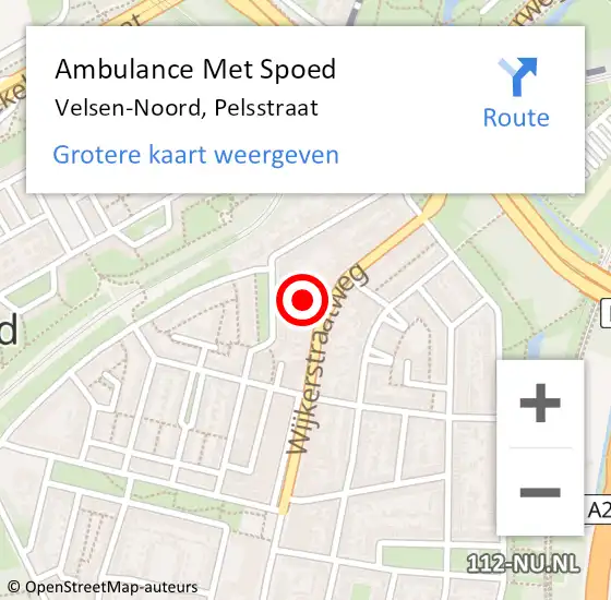 Locatie op kaart van de 112 melding: Ambulance Met Spoed Naar Velsen-Noord, Pelsstraat op 23 februari 2018 07:51