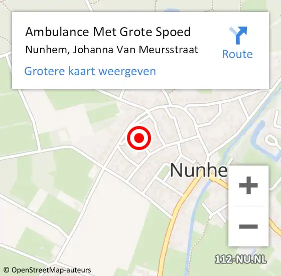 Locatie op kaart van de 112 melding: Ambulance Met Grote Spoed Naar Nunhem, Johanna Van Meursstraat op 17 februari 2014 08:51