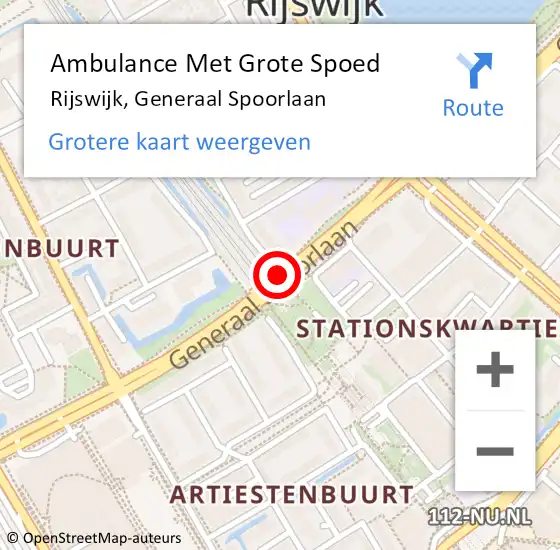 Locatie op kaart van de 112 melding: Ambulance Met Grote Spoed Naar Rijswijk, Generaal Spoorlaan op 23 februari 2018 08:21