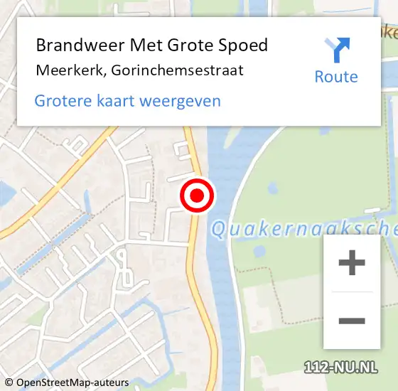 Locatie op kaart van de 112 melding: Brandweer Met Grote Spoed Naar Meerkerk, Gorinchemsestraat op 23 februari 2018 08:27