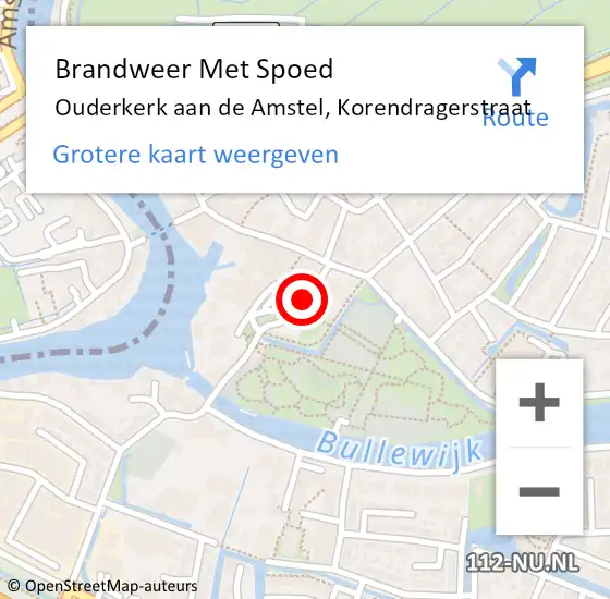 Locatie op kaart van de 112 melding: Brandweer Met Spoed Naar Ouderkerk aan de Amstel, Korendragerstraat op 23 februari 2018 08:29