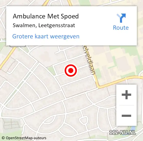 Locatie op kaart van de 112 melding: Ambulance Met Spoed Naar Swalmen, Leetgensstraat op 23 februari 2018 08:30