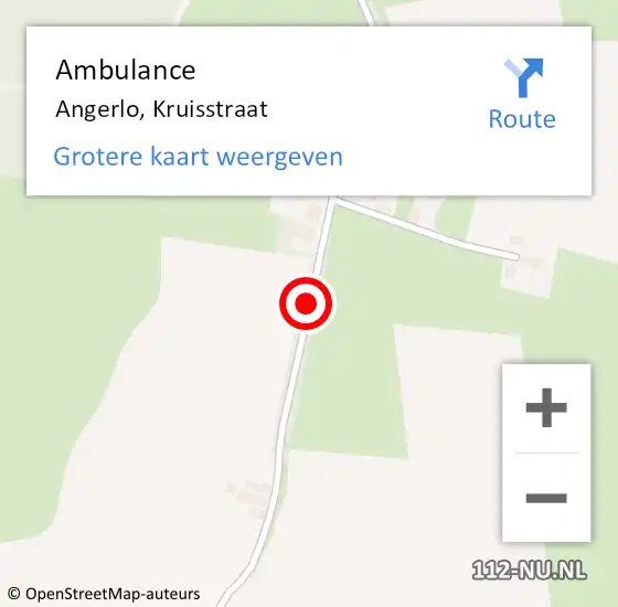 Locatie op kaart van de 112 melding: Ambulance Angerlo, Kruisstraat op 23 februari 2018 08:50