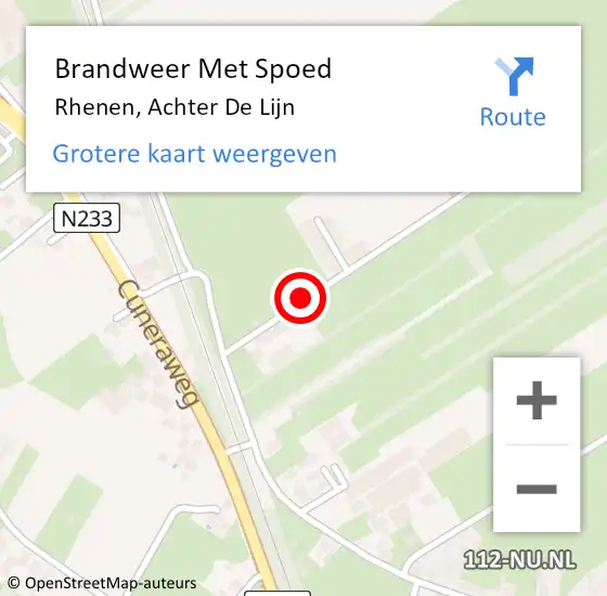 Locatie op kaart van de 112 melding: Brandweer Met Spoed Naar Rhenen, Achter De Lijn op 23 februari 2018 09:37