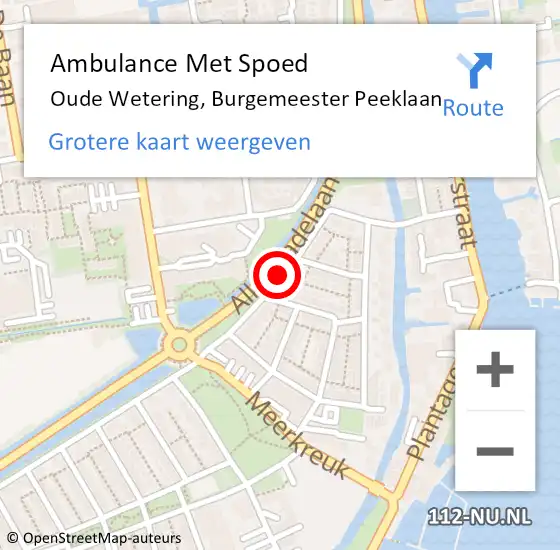 Locatie op kaart van de 112 melding: Ambulance Met Spoed Naar Oude Wetering, Burgemeester Peeklaan op 23 februari 2018 09:47