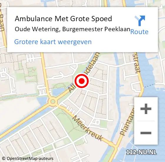 Locatie op kaart van de 112 melding: Ambulance Met Grote Spoed Naar Oude Wetering, Burgemeester Peeklaan op 23 februari 2018 09:48
