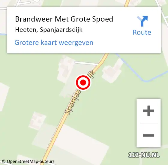 Locatie op kaart van de 112 melding: Brandweer Met Grote Spoed Naar Heeten, Spanjaardsdijk op 23 februari 2018 10:02