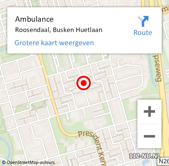Locatie op kaart van de 112 melding: Ambulance Roosendaal, Busken Huetlaan op 23 februari 2018 10:26