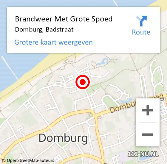 Locatie op kaart van de 112 melding: Brandweer Met Grote Spoed Naar Domburg, Badstraat op 23 februari 2018 10:31