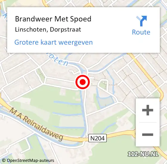 Locatie op kaart van de 112 melding: Brandweer Met Spoed Naar Linschoten, Dorpstraat op 23 februari 2018 10:40