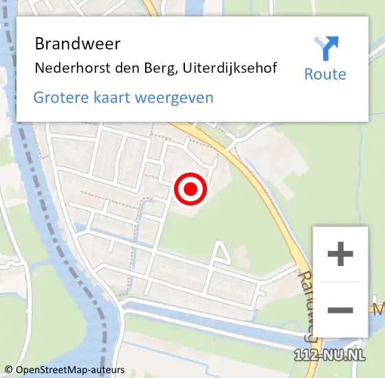 Locatie op kaart van de 112 melding: Brandweer Nederhorst den Berg, Uiterdijksehof op 23 februari 2018 10:44