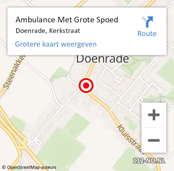 Locatie op kaart van de 112 melding: Ambulance Met Grote Spoed Naar Doenrade, Kerkstraat op 17 februari 2014 09:08