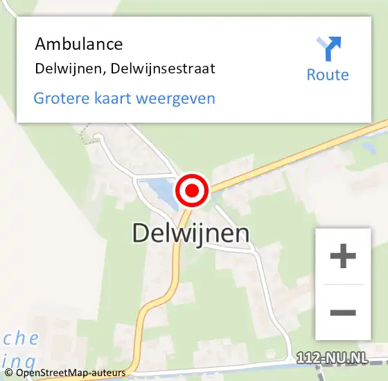 Locatie op kaart van de 112 melding: Ambulance Delwijnen, Delwijnsestraat op 23 februari 2018 11:24