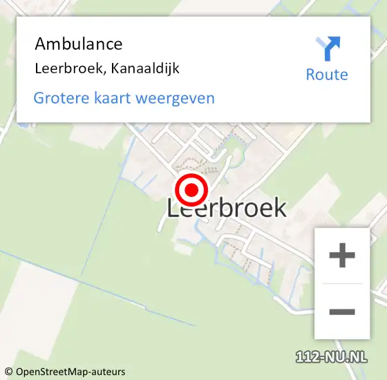 Locatie op kaart van de 112 melding: Ambulance Leerbroek, Kanaaldijk op 23 februari 2018 11:24