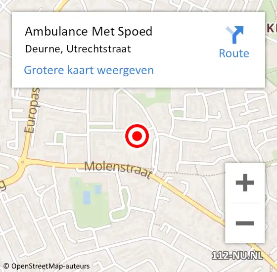 Locatie op kaart van de 112 melding: Ambulance Met Spoed Naar Deurne, Utrechtstraat op 23 februari 2018 12:03