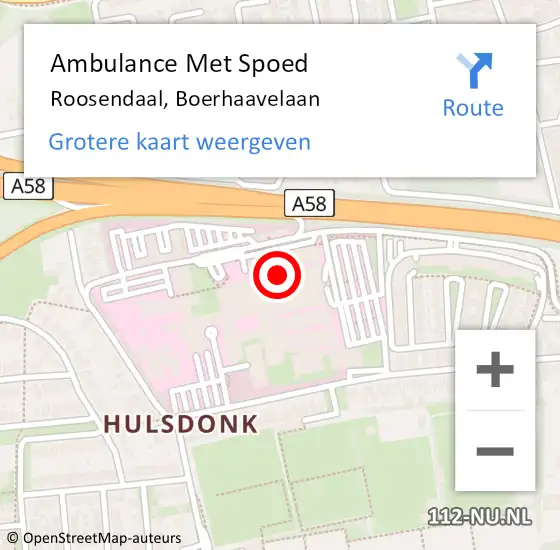 Locatie op kaart van de 112 melding: Ambulance Met Spoed Naar Roosendaal, Boerhaavelaan op 23 februari 2018 12:52