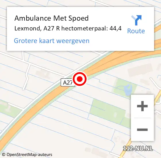 Locatie op kaart van de 112 melding: Ambulance Met Spoed Naar Lexmond, A27 L op 23 februari 2018 12:55