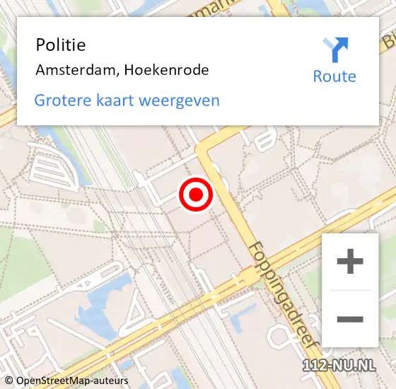 Locatie op kaart van de 112 melding: Politie Amsterdam, Hoekenrode op 23 februari 2018 13:18