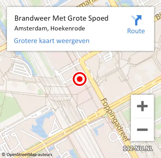 Locatie op kaart van de 112 melding: Brandweer Met Grote Spoed Naar Amsterdam, Hoekenrode op 23 februari 2018 13:36