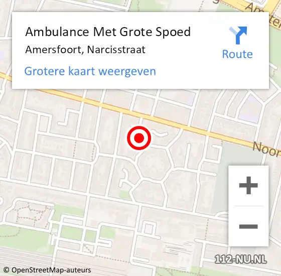 Locatie op kaart van de 112 melding: Ambulance Met Grote Spoed Naar Amersfoort, Narcisstraat op 23 februari 2018 14:40