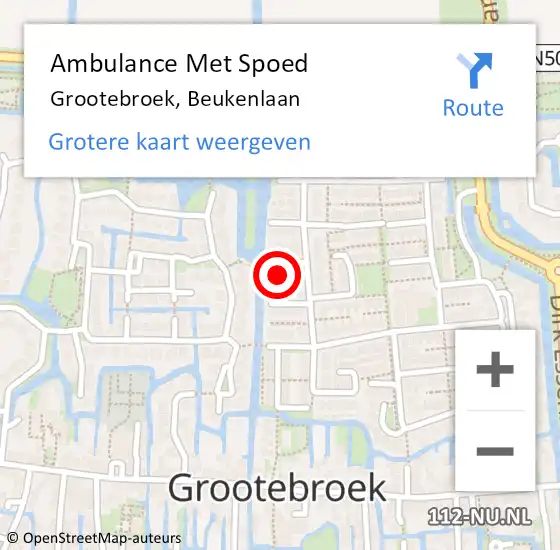 Locatie op kaart van de 112 melding: Ambulance Met Spoed Naar Grootebroek, Beukenlaan op 23 februari 2018 14:44