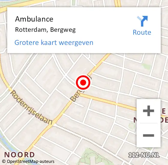 Locatie op kaart van de 112 melding: Ambulance Rotterdam, Grindweg op 23 februari 2018 14:52