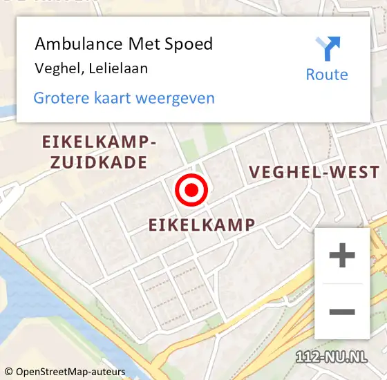 Locatie op kaart van de 112 melding: Ambulance Met Spoed Naar Veghel, Lelielaan op 23 februari 2018 15:18