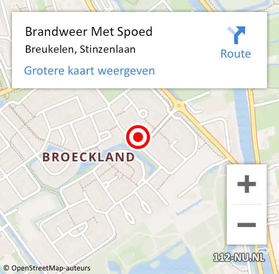 Locatie op kaart van de 112 melding: Brandweer Met Spoed Naar Breukelen, Stinzenlaan op 23 februari 2018 15:56