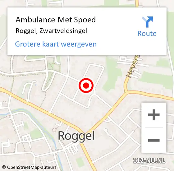 Locatie op kaart van de 112 melding: Ambulance Met Spoed Naar Roggel, Zwartveldsingel op 23 februari 2018 16:13