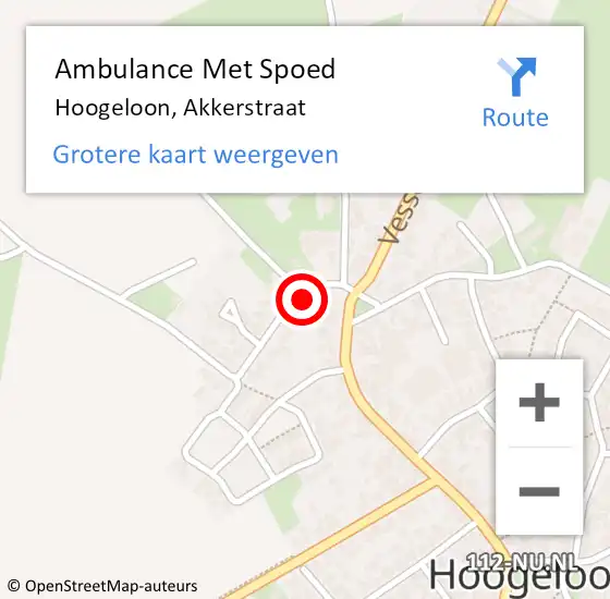 Locatie op kaart van de 112 melding: Ambulance Met Spoed Naar Hoogeloon, Akkerstraat op 23 februari 2018 16:37