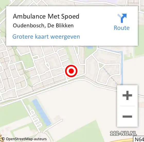 Locatie op kaart van de 112 melding: Ambulance Met Spoed Naar Oudenbosch, De Blikken op 23 februari 2018 16:54