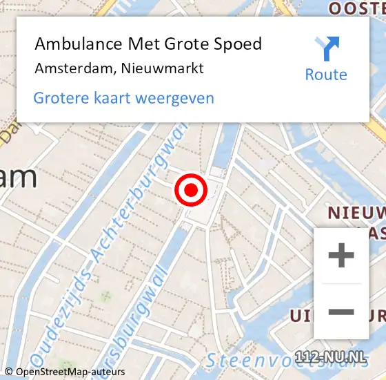 Locatie op kaart van de 112 melding: Ambulance Met Grote Spoed Naar Amsterdam, Nieuwmarkt op 23 februari 2018 16:55
