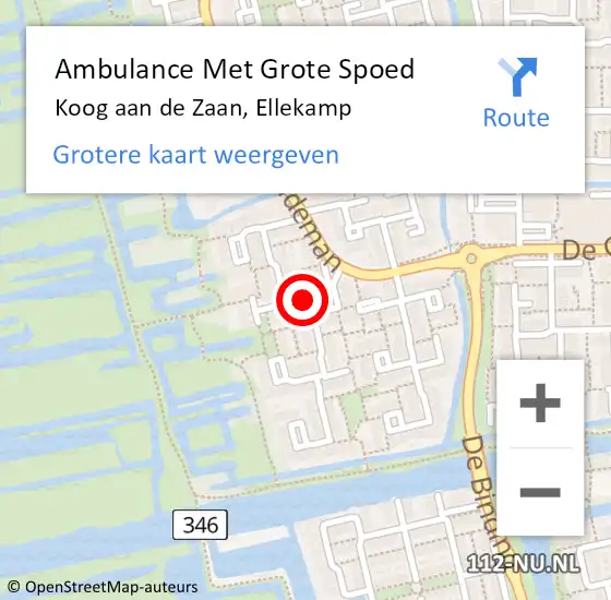 Locatie op kaart van de 112 melding: Ambulance Met Grote Spoed Naar Koog aan de Zaan, Ellekamp op 23 februari 2018 17:25