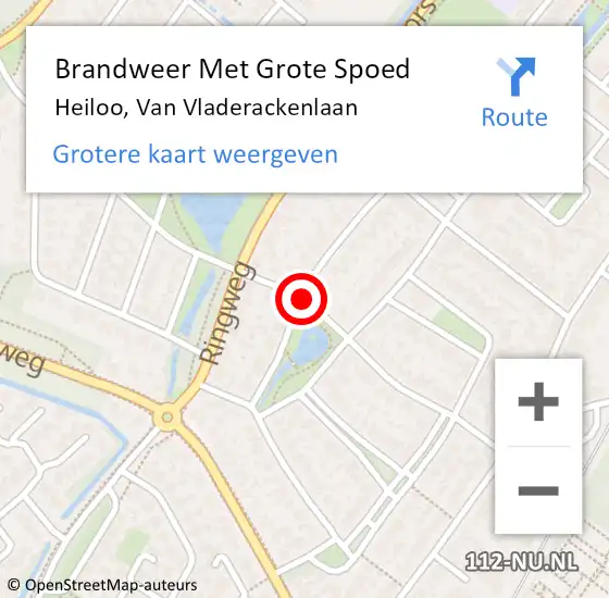 Locatie op kaart van de 112 melding: Brandweer Met Grote Spoed Naar Heiloo, Van Vladerackenlaan op 23 februari 2018 17:29