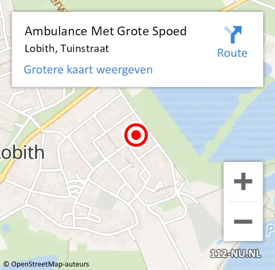 Locatie op kaart van de 112 melding: Ambulance Met Grote Spoed Naar Lobith, Tuinstraat op 23 februari 2018 17:34