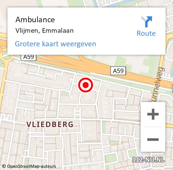 Locatie op kaart van de 112 melding: Ambulance Vlijmen, Emmalaan op 23 februari 2018 17:36